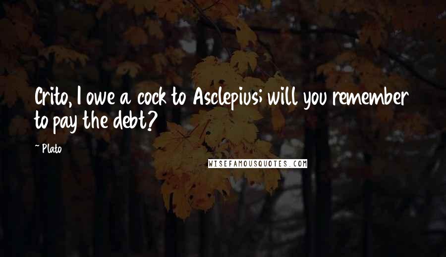 Plato Quotes: Crito, I owe a cock to Asclepius; will you remember to pay the debt?