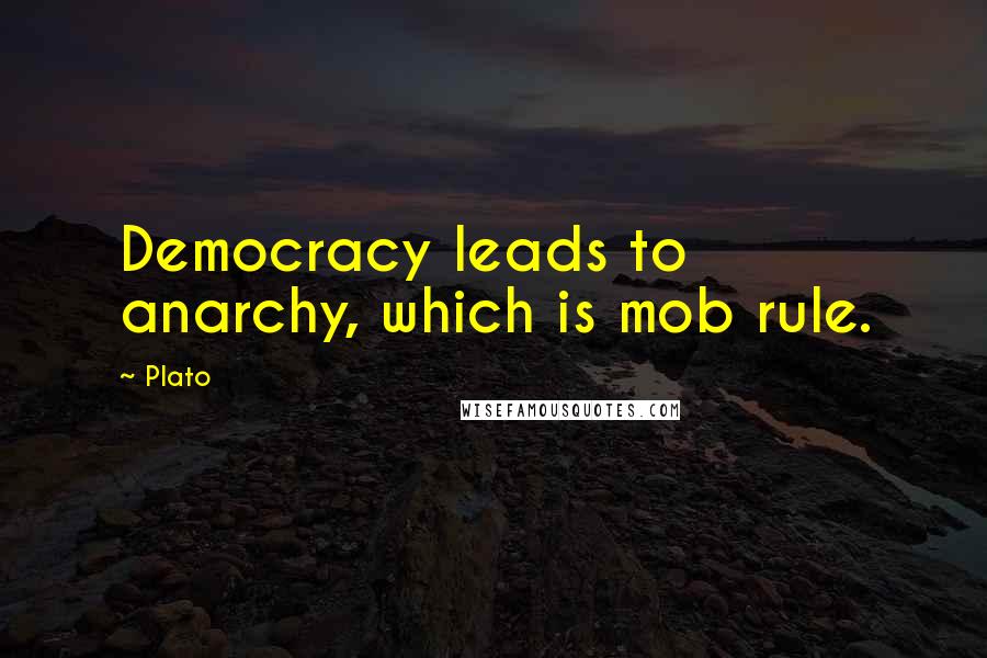 Plato Quotes: Democracy leads to anarchy, which is mob rule.