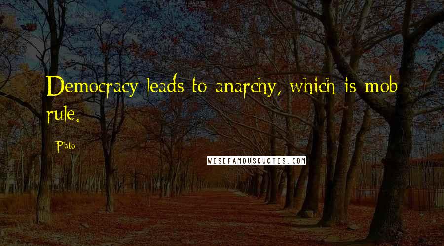 Plato Quotes: Democracy leads to anarchy, which is mob rule.