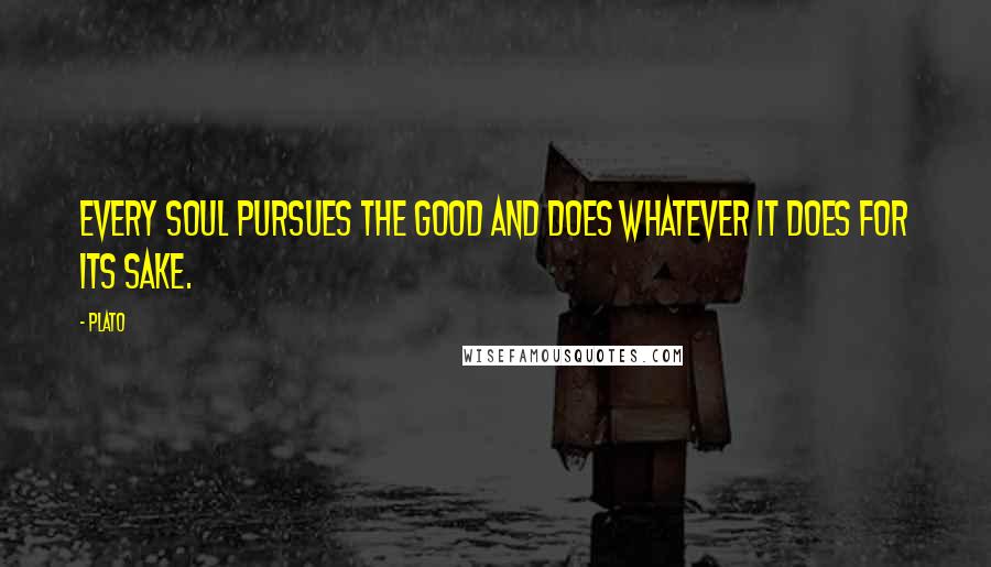 Plato Quotes: Every soul pursues the good and does whatever it does for its sake.