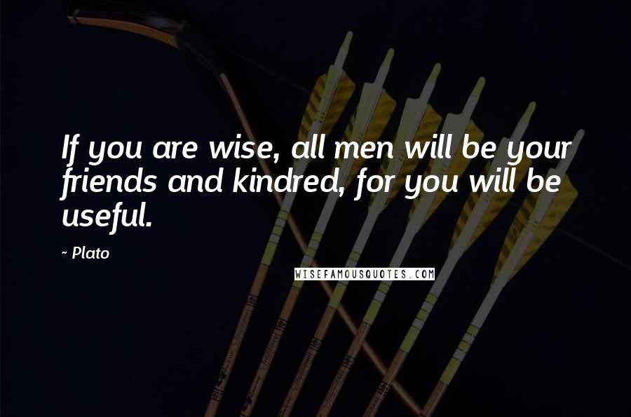 Plato Quotes: If you are wise, all men will be your friends and kindred, for you will be useful.