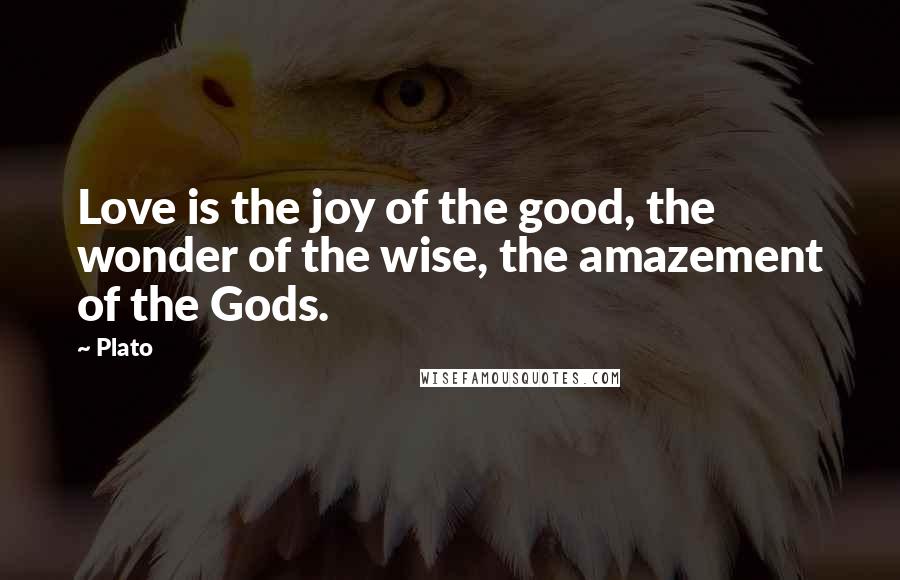 Plato Quotes: Love is the joy of the good, the wonder of the wise, the amazement of the Gods.