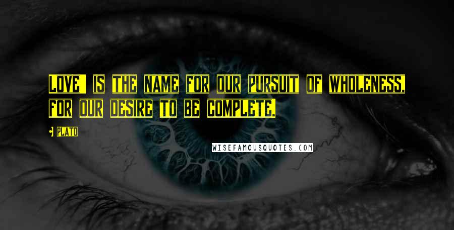 Plato Quotes: Love' is the name for our pursuit of wholeness, for our desire to be complete.