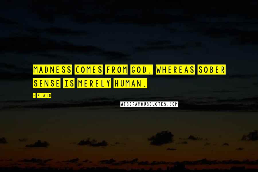 Plato Quotes: Madness comes from God, whereas sober sense is merely human.