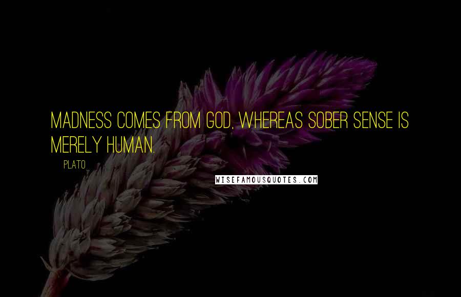 Plato Quotes: Madness comes from God, whereas sober sense is merely human.