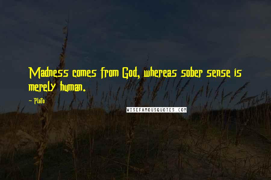 Plato Quotes: Madness comes from God, whereas sober sense is merely human.