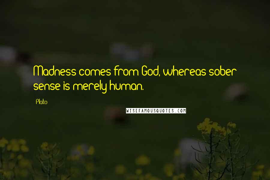Plato Quotes: Madness comes from God, whereas sober sense is merely human.