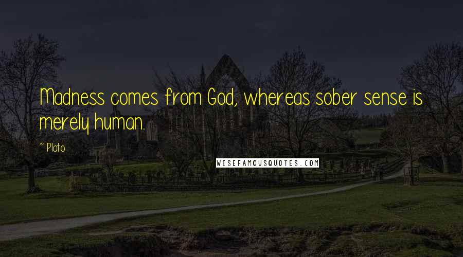 Plato Quotes: Madness comes from God, whereas sober sense is merely human.