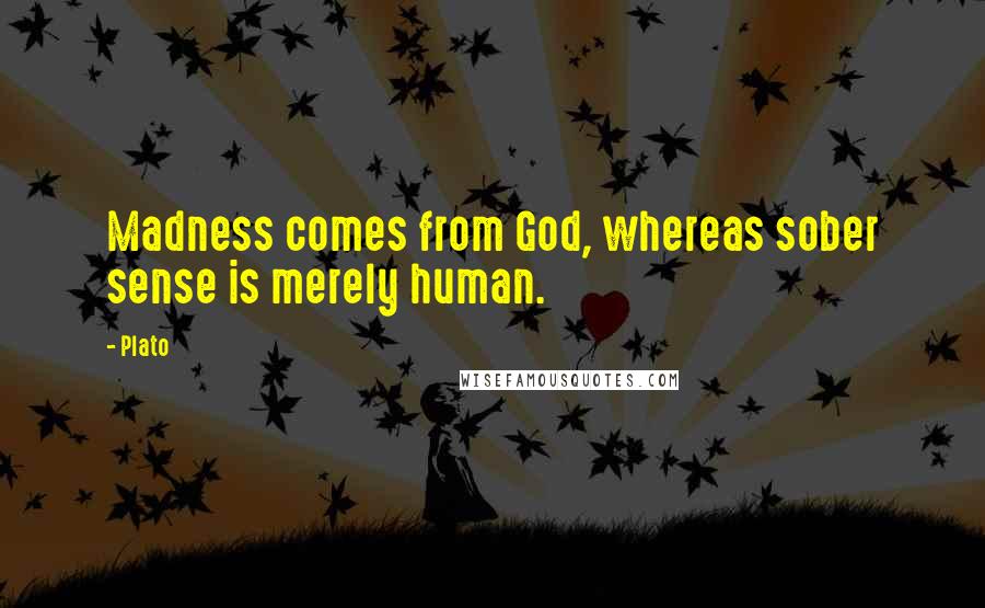 Plato Quotes: Madness comes from God, whereas sober sense is merely human.