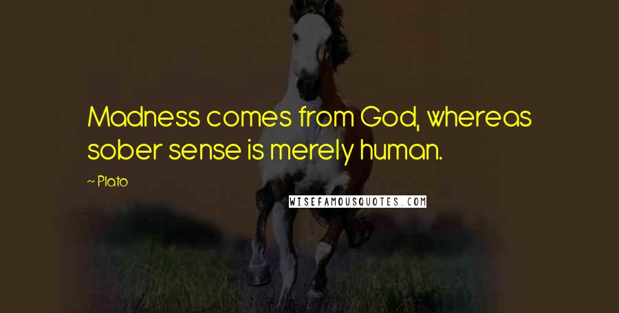 Plato Quotes: Madness comes from God, whereas sober sense is merely human.