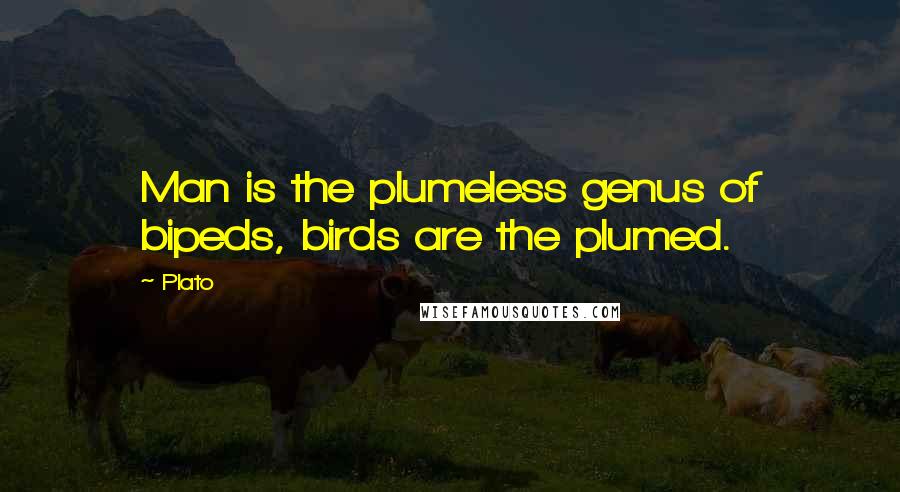 Plato Quotes: Man is the plumeless genus of bipeds, birds are the plumed.