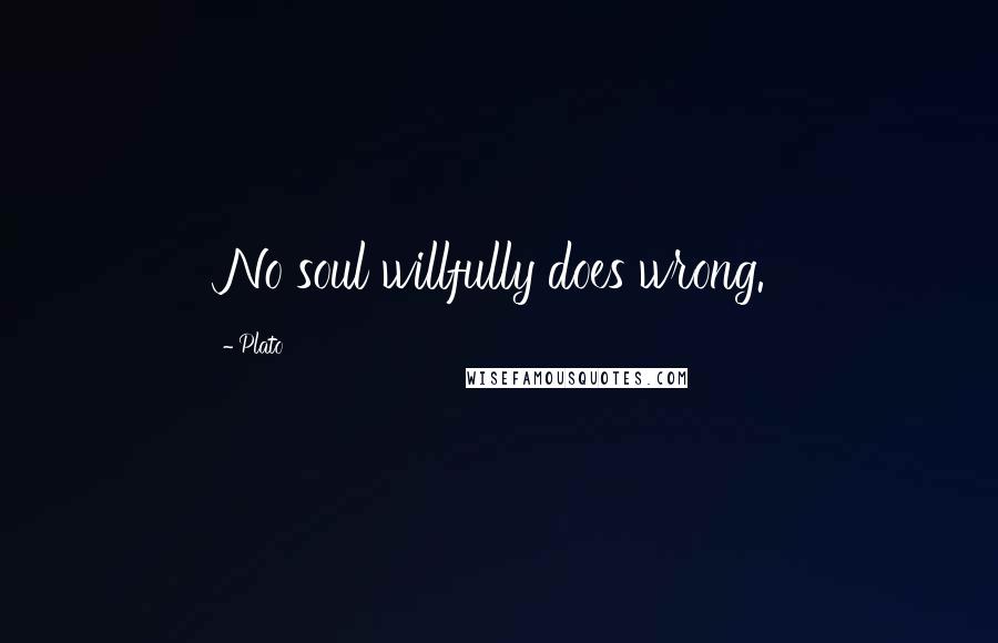 Plato Quotes: No soul willfully does wrong.