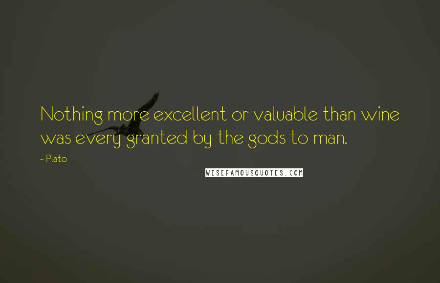 Plato Quotes: Nothing more excellent or valuable than wine was every granted by the gods to man.
