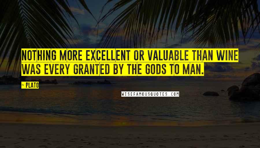 Plato Quotes: Nothing more excellent or valuable than wine was every granted by the gods to man.