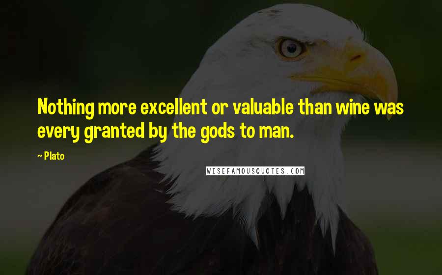 Plato Quotes: Nothing more excellent or valuable than wine was every granted by the gods to man.