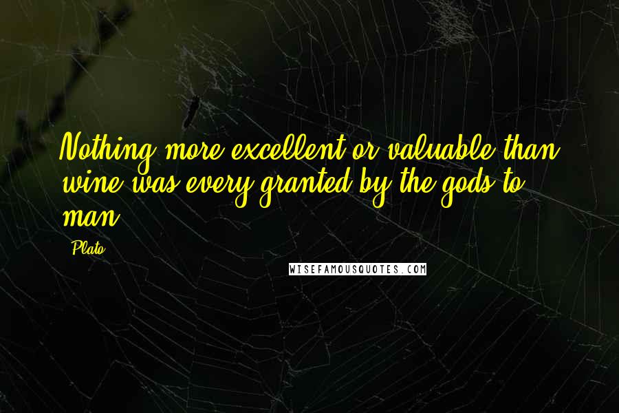 Plato Quotes: Nothing more excellent or valuable than wine was every granted by the gods to man.