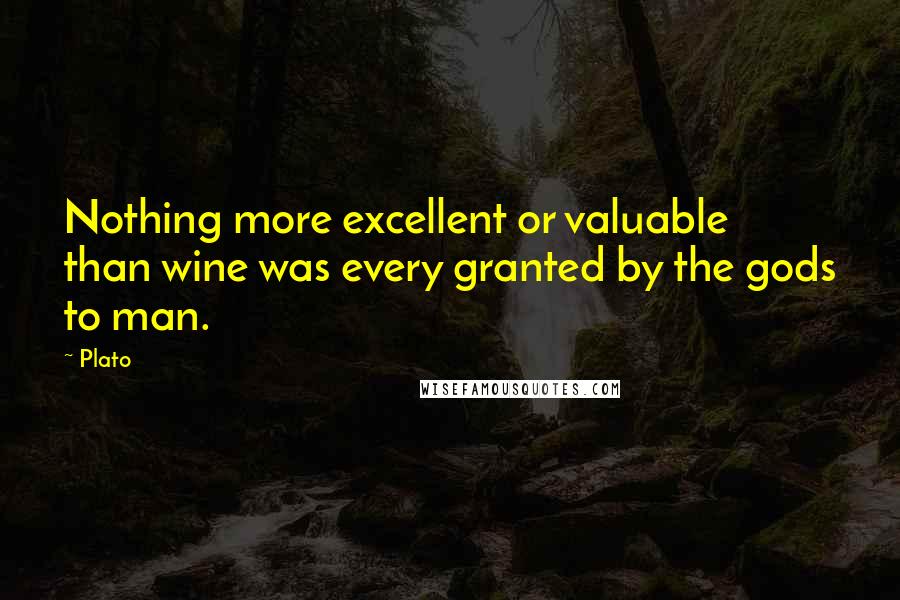 Plato Quotes: Nothing more excellent or valuable than wine was every granted by the gods to man.