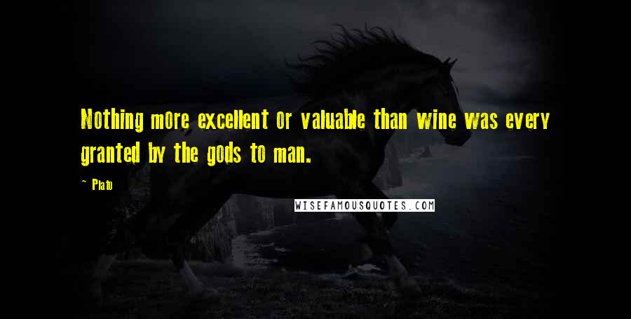Plato Quotes: Nothing more excellent or valuable than wine was every granted by the gods to man.