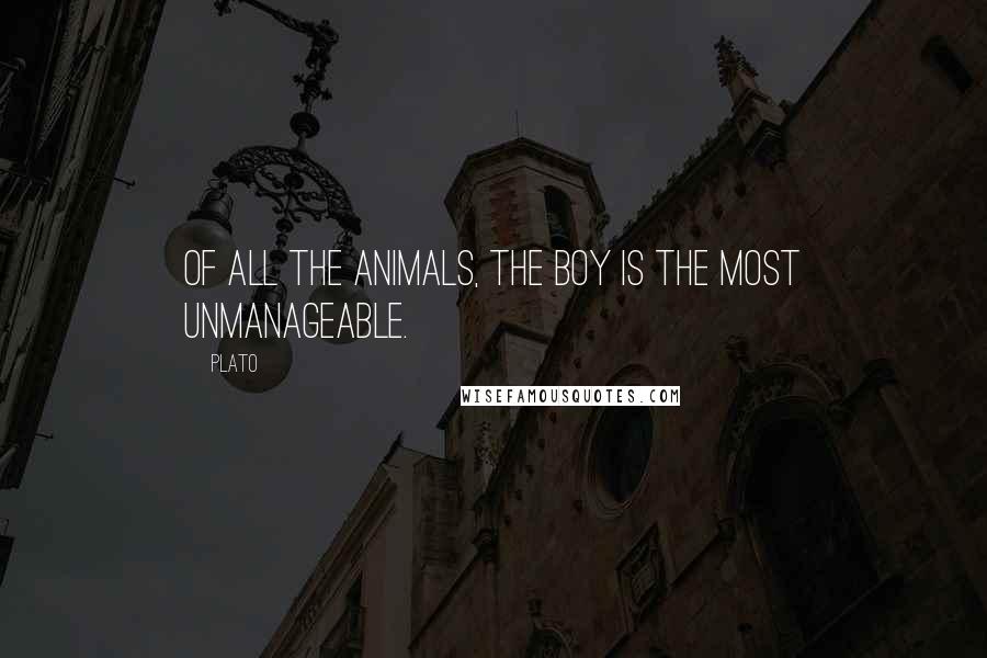 Plato Quotes: Of all the animals, the boy is the most unmanageable.