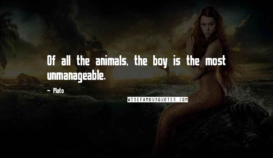 Plato Quotes: Of all the animals, the boy is the most unmanageable.