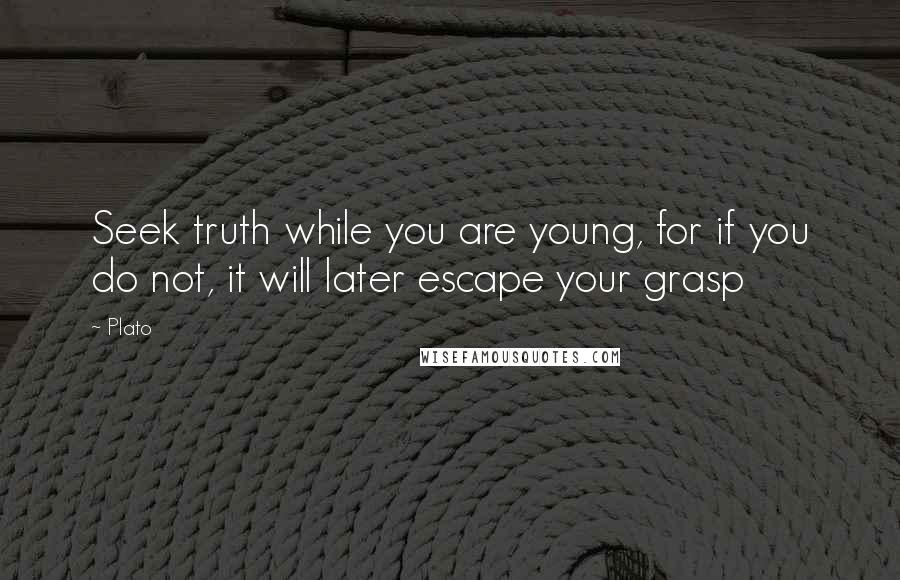 Plato Quotes: Seek truth while you are young, for if you do not, it will later escape your grasp