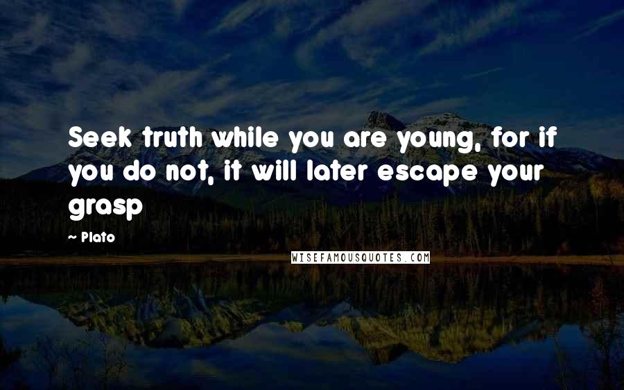 Plato Quotes: Seek truth while you are young, for if you do not, it will later escape your grasp