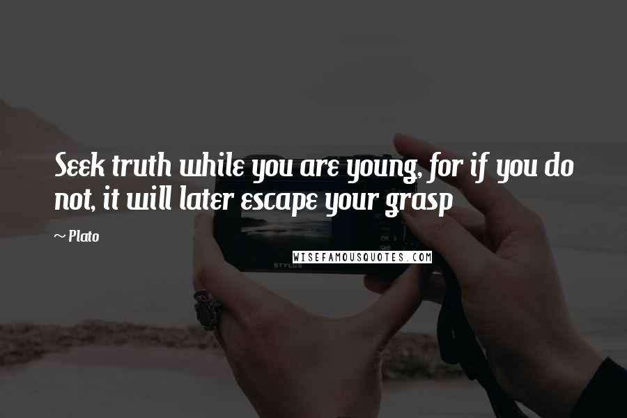Plato Quotes: Seek truth while you are young, for if you do not, it will later escape your grasp