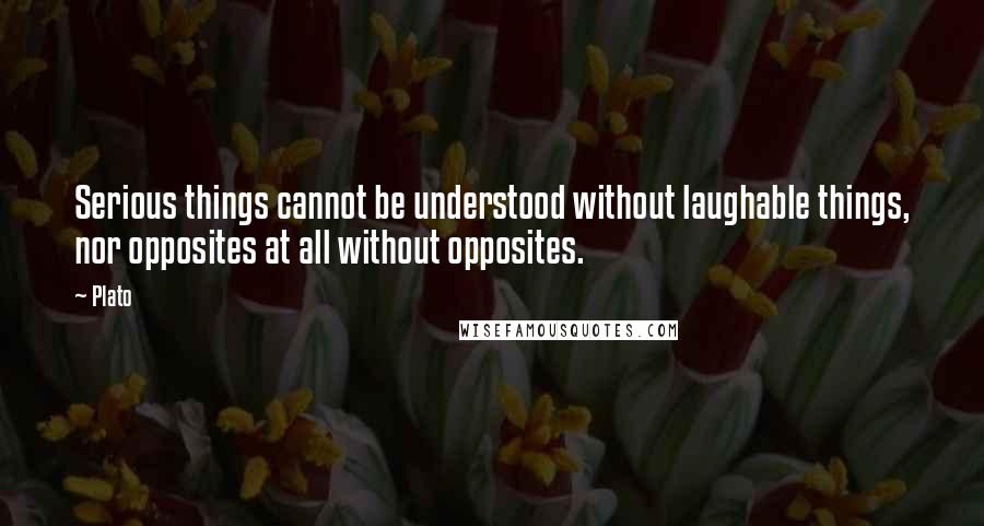 Plato Quotes: Serious things cannot be understood without laughable things, nor opposites at all without opposites.