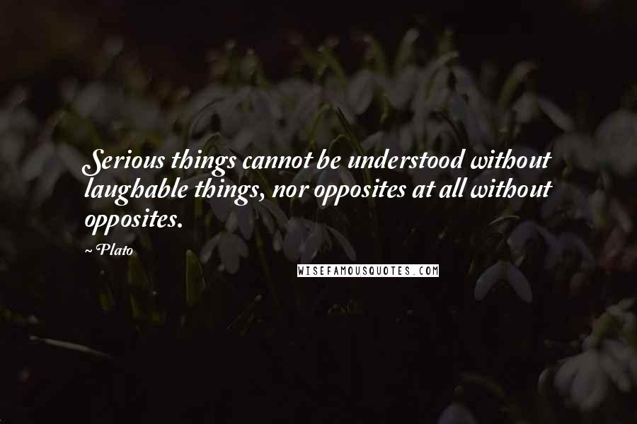 Plato Quotes: Serious things cannot be understood without laughable things, nor opposites at all without opposites.