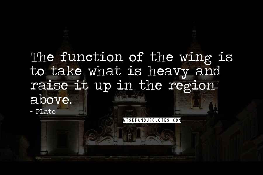 Plato Quotes: The function of the wing is to take what is heavy and raise it up in the region above.