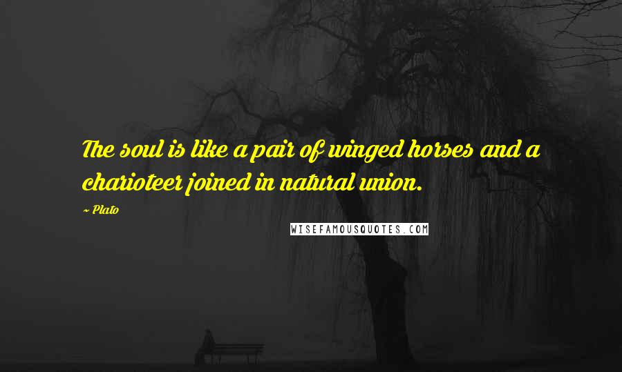Plato Quotes: The soul is like a pair of winged horses and a charioteer joined in natural union.