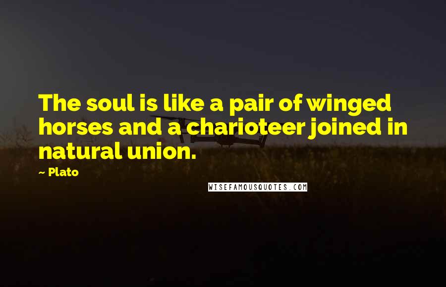 Plato Quotes: The soul is like a pair of winged horses and a charioteer joined in natural union.