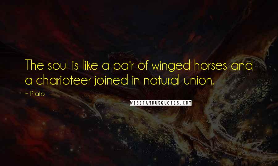 Plato Quotes: The soul is like a pair of winged horses and a charioteer joined in natural union.