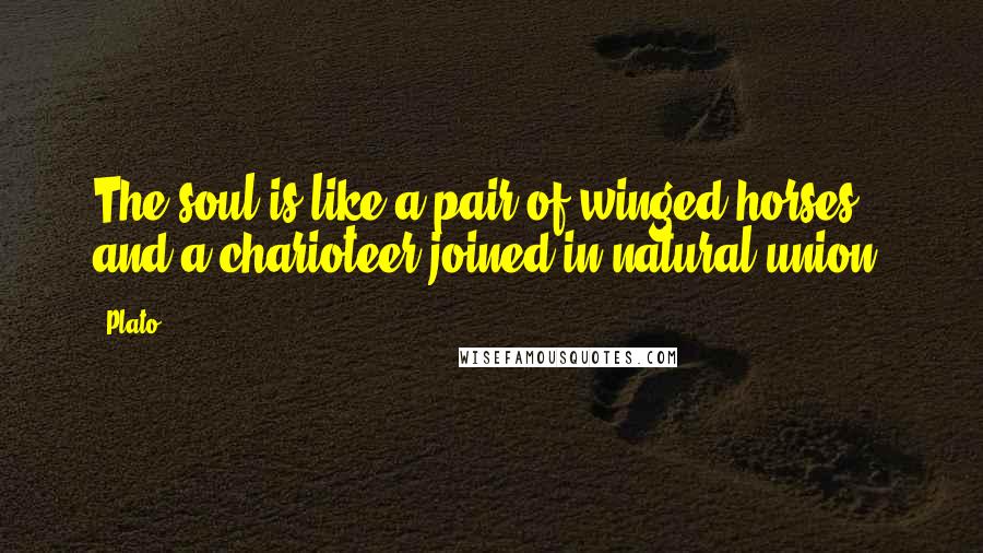 Plato Quotes: The soul is like a pair of winged horses and a charioteer joined in natural union.