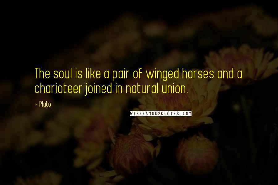 Plato Quotes: The soul is like a pair of winged horses and a charioteer joined in natural union.