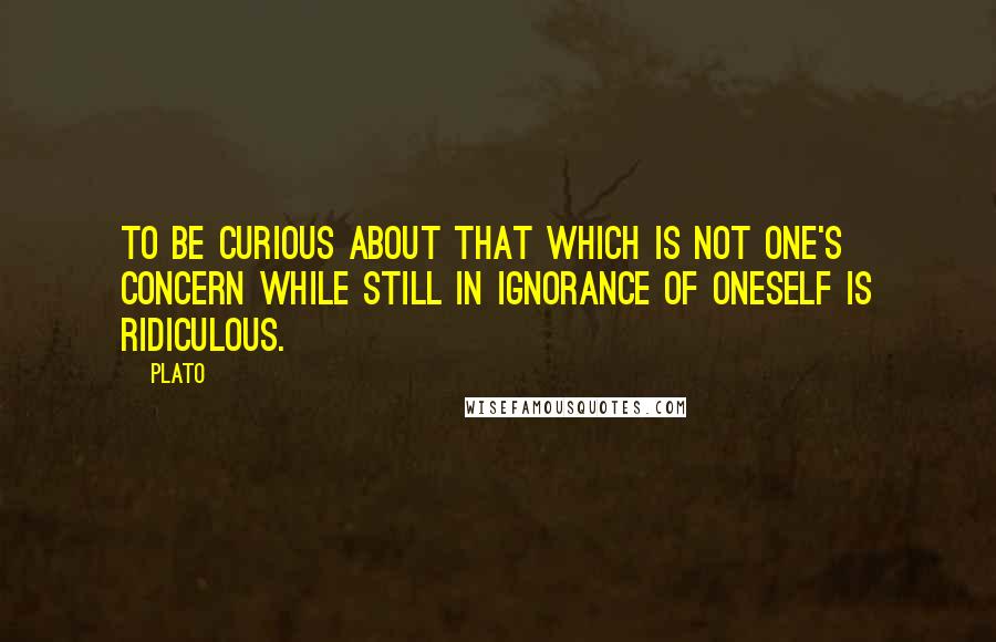 Plato Quotes: To be curious about that which is not one's concern while still in ignorance of oneself is ridiculous.