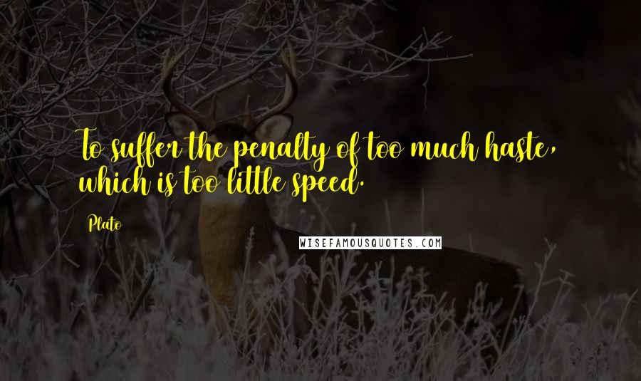 Plato Quotes: To suffer the penalty of too much haste, which is too little speed.