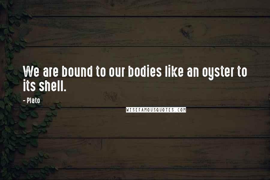 Plato Quotes: We are bound to our bodies like an oyster to its shell.