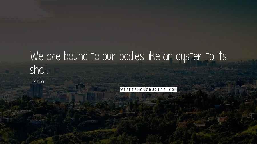 Plato Quotes: We are bound to our bodies like an oyster to its shell.