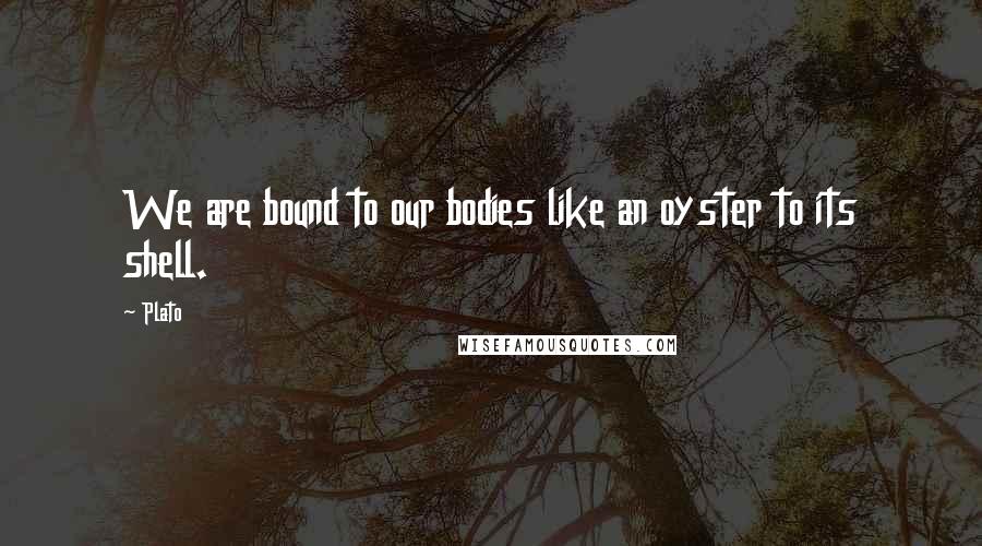 Plato Quotes: We are bound to our bodies like an oyster to its shell.