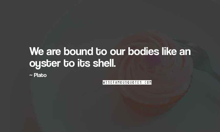 Plato Quotes: We are bound to our bodies like an oyster to its shell.