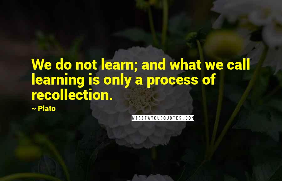 Plato Quotes: We do not learn; and what we call learning is only a process of recollection.