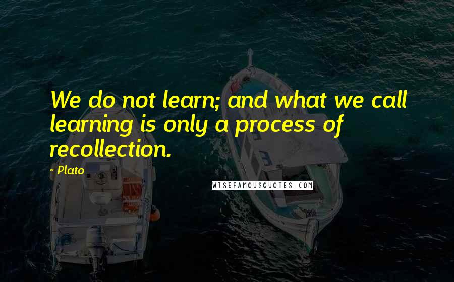 Plato Quotes: We do not learn; and what we call learning is only a process of recollection.