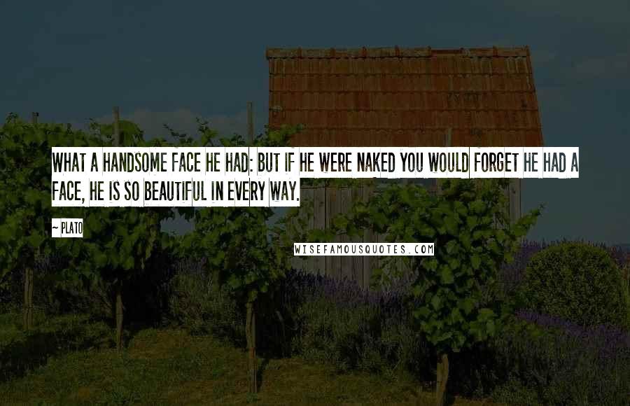 Plato Quotes: What a handsome face he had: but if he were naked you would forget he had a face, he is so beautiful in every way.