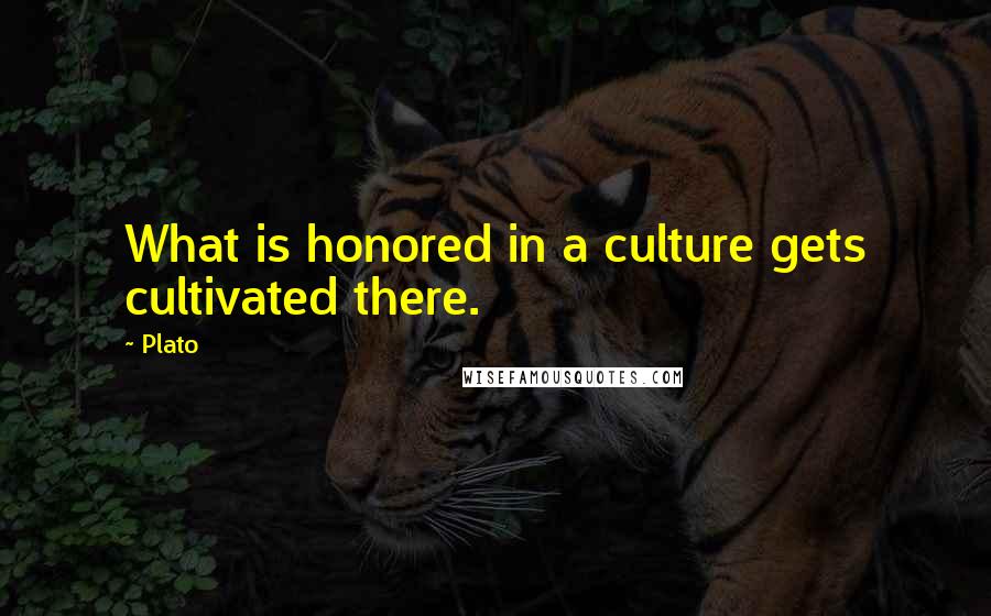 Plato Quotes: What is honored in a culture gets cultivated there.