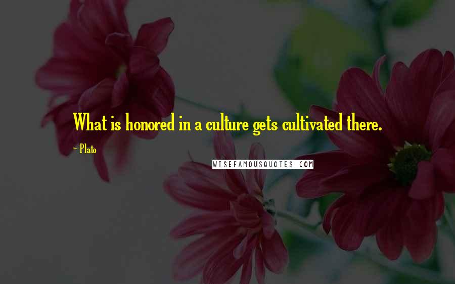Plato Quotes: What is honored in a culture gets cultivated there.