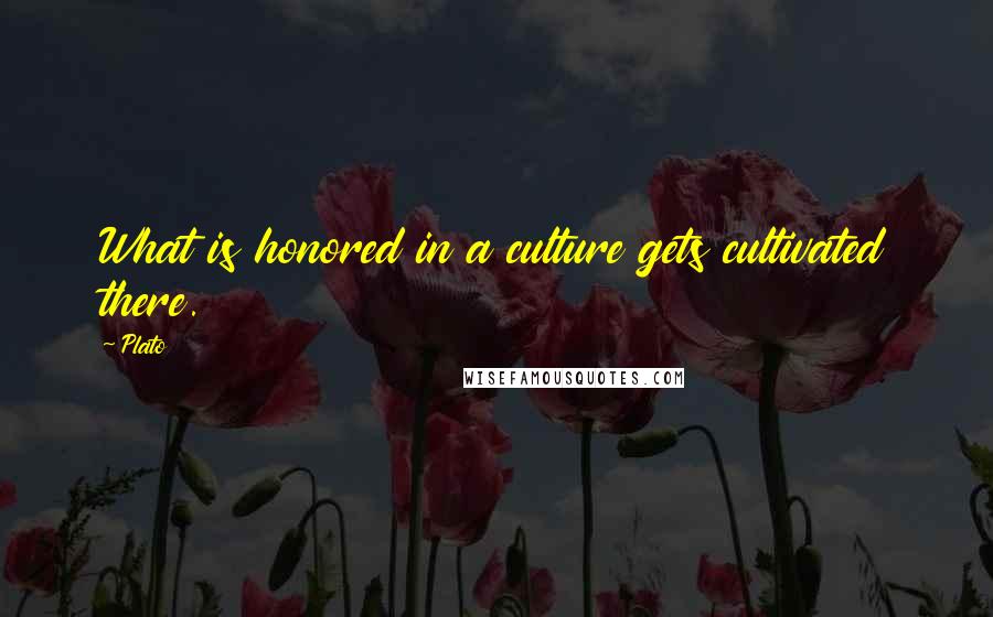 Plato Quotes: What is honored in a culture gets cultivated there.