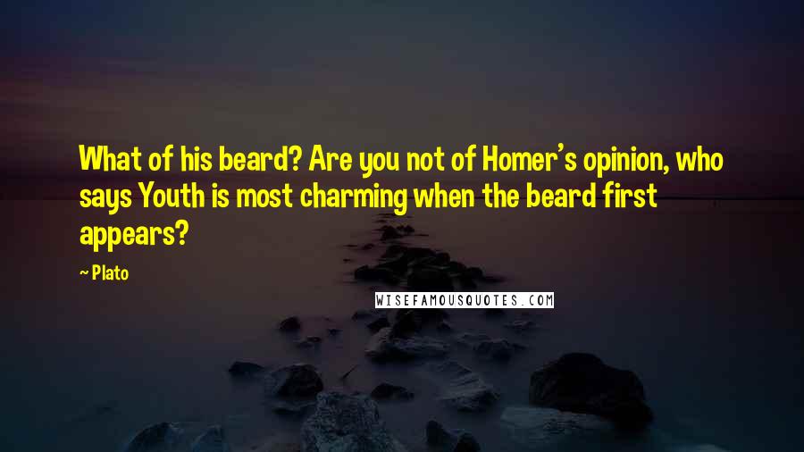 Plato Quotes: What of his beard? Are you not of Homer's opinion, who says Youth is most charming when the beard first appears?