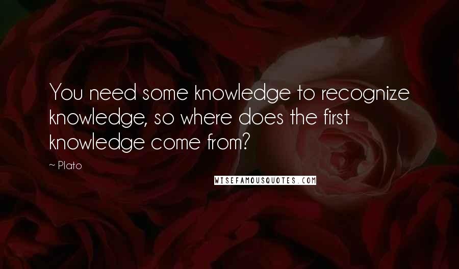 Plato Quotes: You need some knowledge to recognize knowledge, so where does the first knowledge come from?