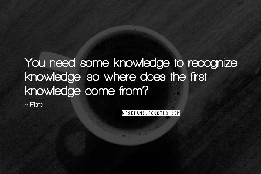 Plato Quotes: You need some knowledge to recognize knowledge, so where does the first knowledge come from?